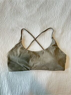 Crop Shop Boutique Olive Green Crisscross Back Sports Bra